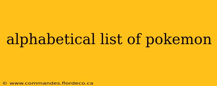 alphabetical list of pokemon