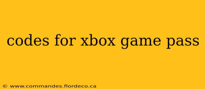 codes for xbox game pass