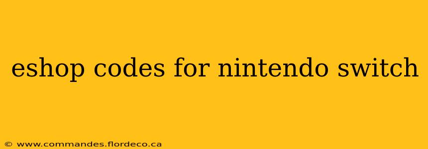 eshop codes for nintendo switch