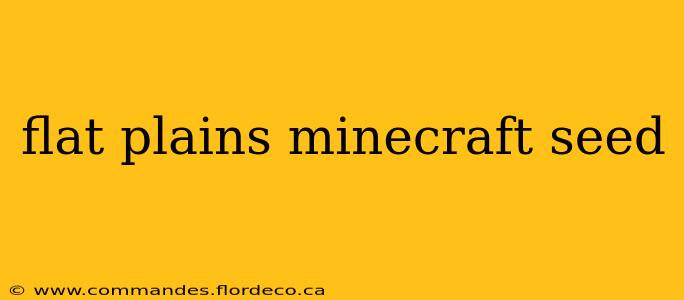 flat plains minecraft seed