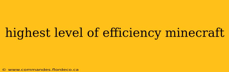 highest level of efficiency minecraft