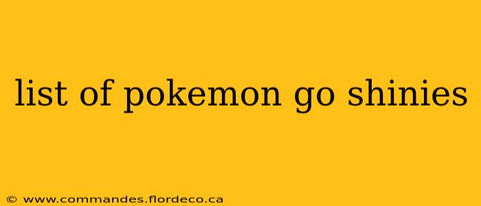 list of pokemon go shinies