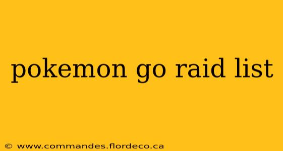 pokemon go raid list