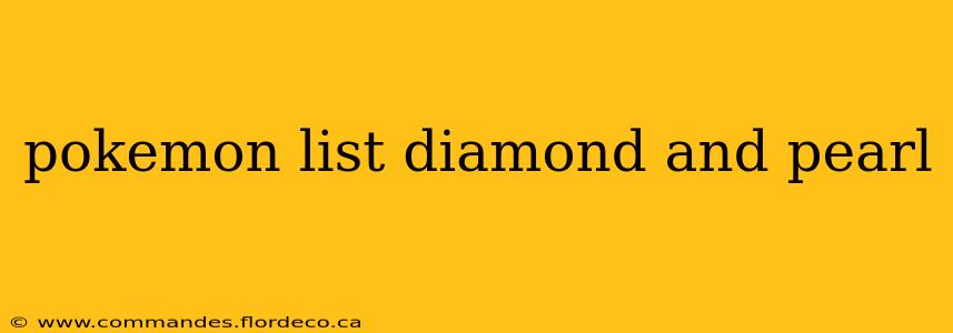 pokemon list diamond and pearl