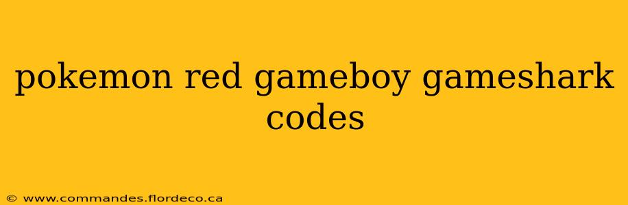 pokemon red gameboy gameshark codes