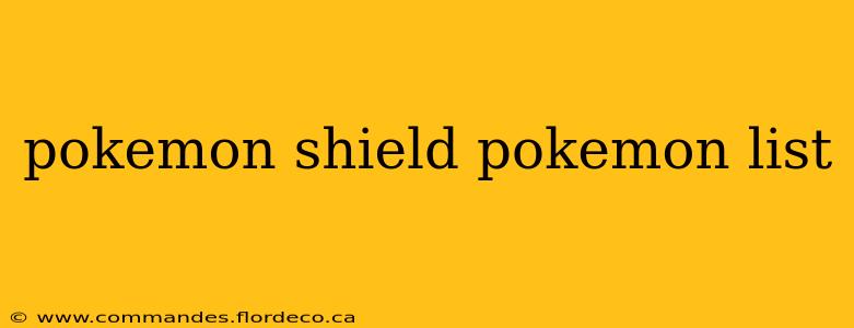 pokemon shield pokemon list