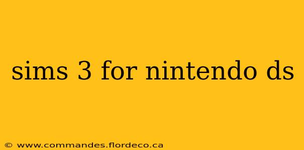 sims 3 for nintendo ds