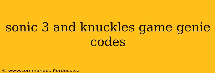 sonic 3 and knuckles game genie codes