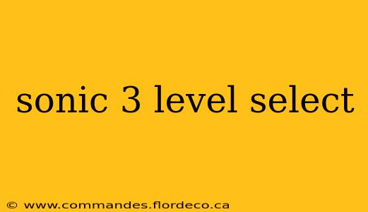 sonic 3 level select