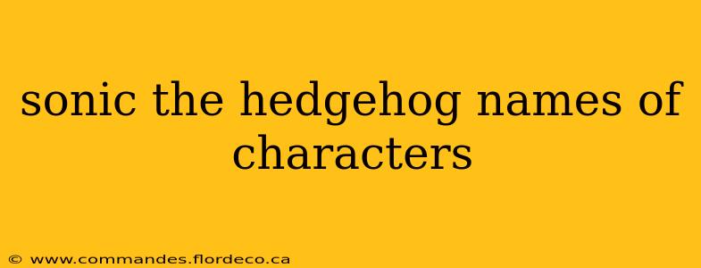 sonic the hedgehog names of characters