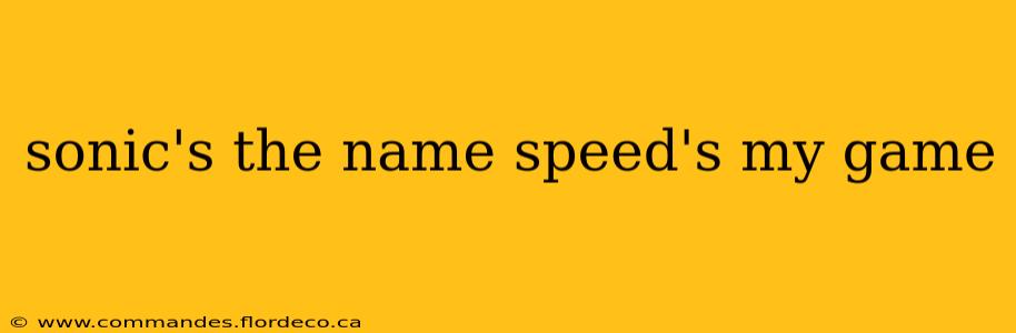 sonic's the name speed's my game