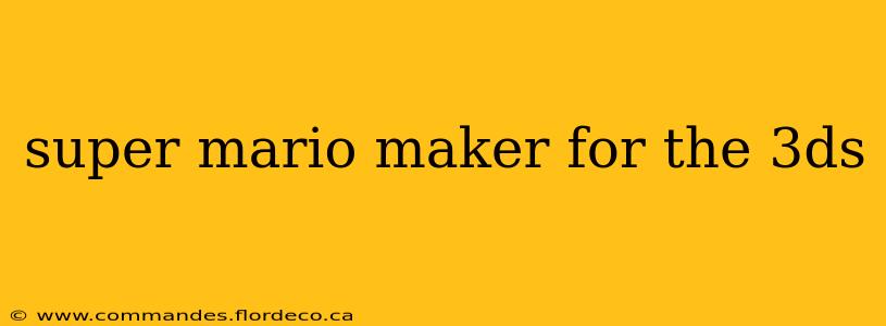 super mario maker for the 3ds