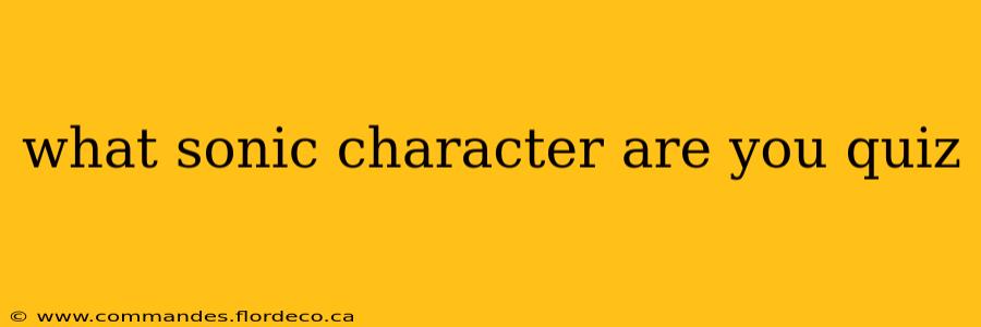 what sonic character are you quiz